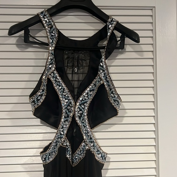 NWOT Beautiful black/baby blue sequence top long gown - Picture 5 of 5